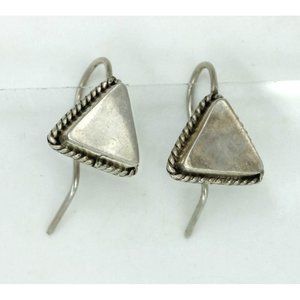 925 STERLING vintage CARSI TAXCO Mexico earrings modern triangle drop dangle 3 g